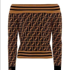 Fendi logo intarsia knit sweater, size 38 fits small/ medium